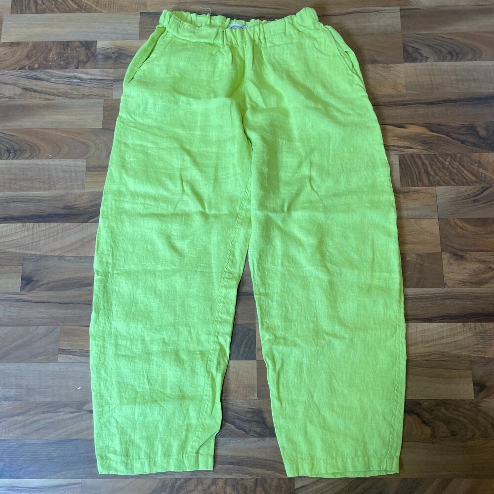 Lotte Linen Cropped Pants – Size M – Chartreuse – Never Worn, No Tags